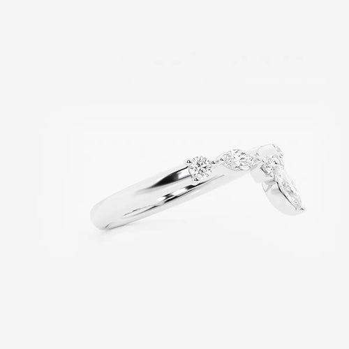 Round and Marquise Lab Grown Diamond Chevron Stackable Ring