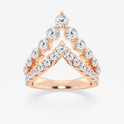 Lab Grown Diamond Round Double Chevron Ring Wedding Band