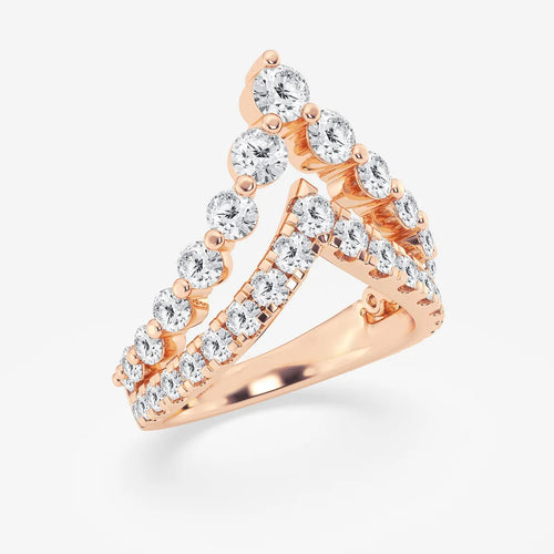 Lab Grown Diamond Round Double Chevron Ring Wedding Band