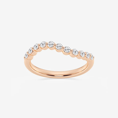 Round Lab Grown Diamond Floating Diamond Wave Stackable Ring