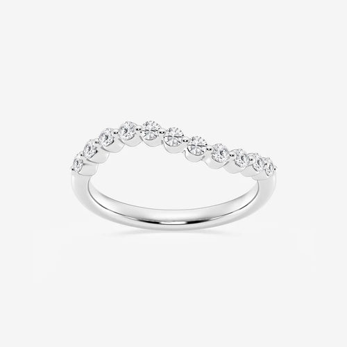 Round Lab Grown Diamond Floating Diamond Wave Stackable Ring
