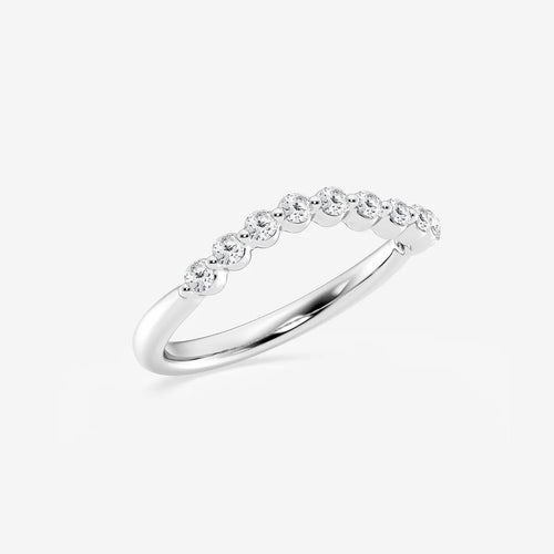 Round Lab Grown Diamond Floating Diamond Wave Stackable Ring