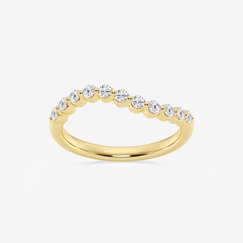 Round Lab Grown Diamond Floating Diamond Wave Stackable Ring