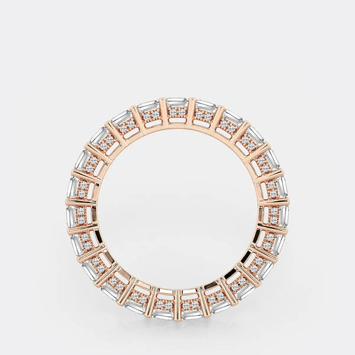 Emerald Lab Grown Diamond Eternity Band With Side Stone Accents
