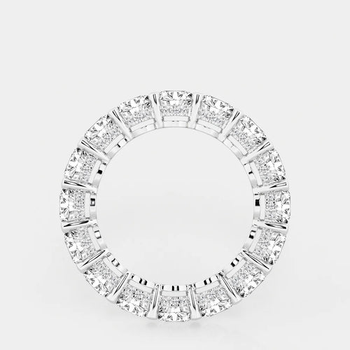 Round Lab Grown Diamond Eternity Band With Side Stone Accents