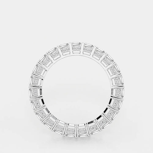 Emerald Lab Grown Diamond Eternity Band With Side Stone Accents