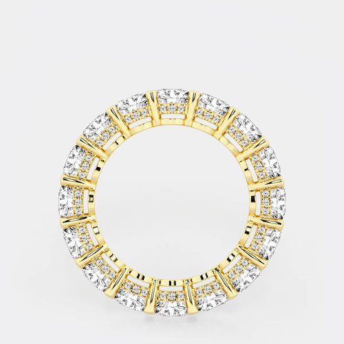 Round Lab Grown Diamond Eternity Band With Side Stone Accents