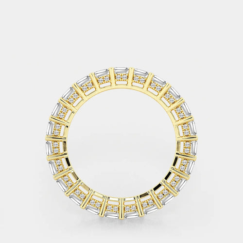 Emerald Lab Grown Diamond Eternity Band With Side Stone Accents