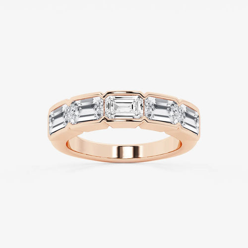Emerald Lab Grown Diamond Half Bezel East-West Five Stone Anniversary Band