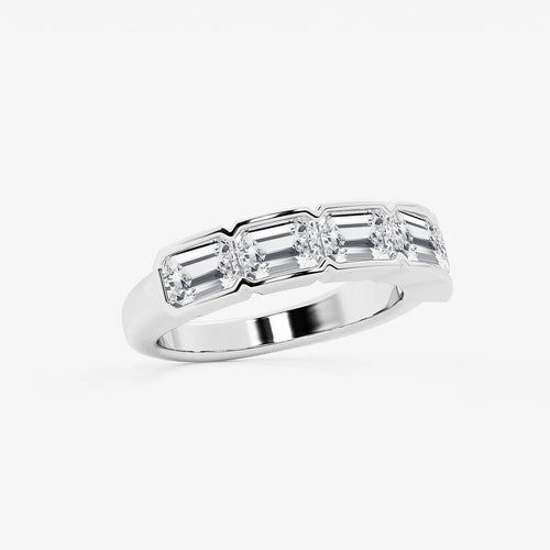 Emerald Lab Grown Diamond Half Bezel East-West Five Stone Anniversary Band