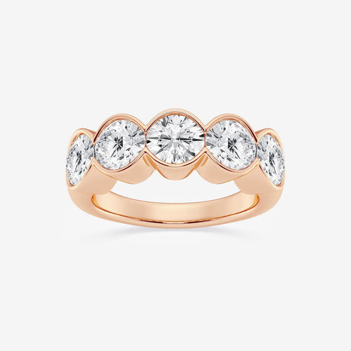 Round Lab Grown Diamond Half Bezel Five Stone Anniversary Band