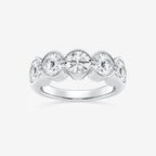 Round Lab Grown Diamond Half Bezel Five Stone Anniversary Band