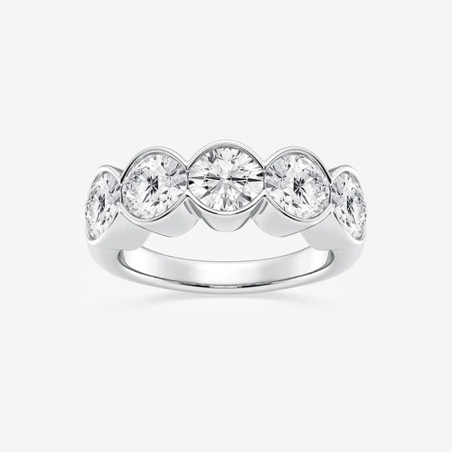 Round Lab Grown Diamond Half Bezel Five Stone Anniversary Band