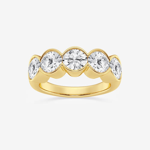 Round Lab Grown Diamond Half Bezel Five Stone Anniversary Band