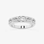 Emerald Lab Grown Diamond Half Bezel East-West Five Stone Anniversary Band