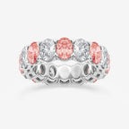 Oval Lab Grown Diamond with Alternating Fancy Pink V Prong Eternity Band