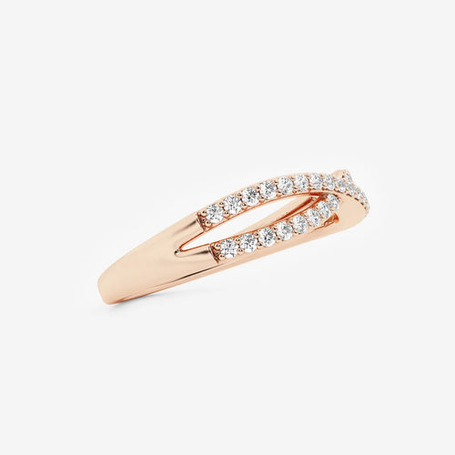 Round Lab Grown Diamond Crossover Wedding Band