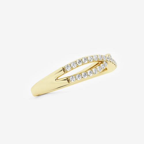 Round Lab Grown Diamond Crossover Wedding Band
