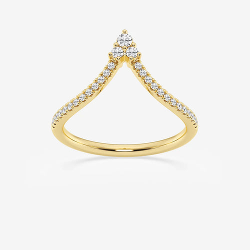 Round Lab Grown Diamond Chevron Wedding Band