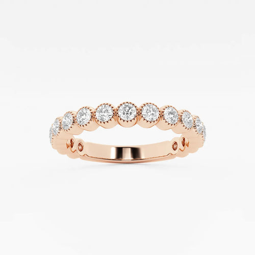 Round Lab Grown Diamond Milgrain Wedding Band