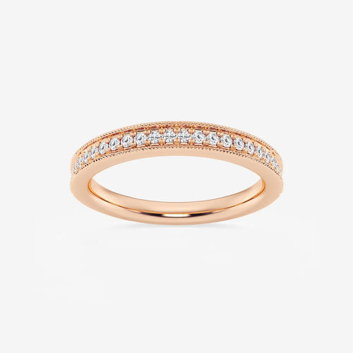 Round Lab Grown Diamond Milgrain Wedding Band