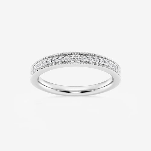 Round Lab Grown Diamond Milgrain Wedding Band