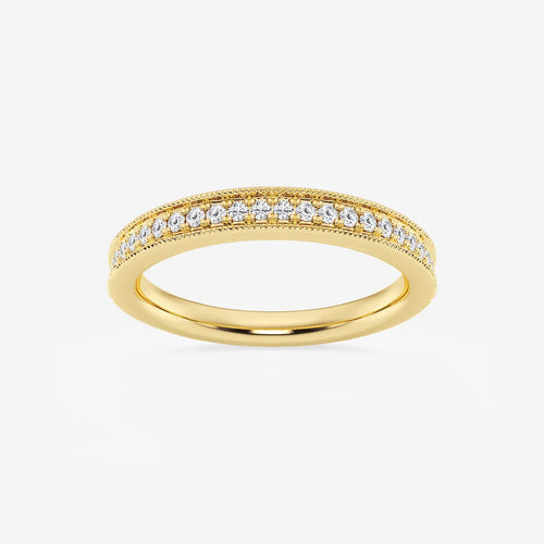 Round Lab Grown Diamond Milgrain Wedding Band
