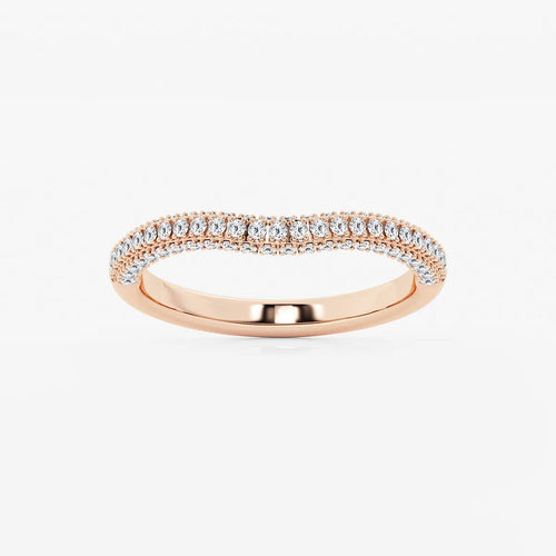 Round Lab Grown Diamond Prong Set Contour Wedding Band