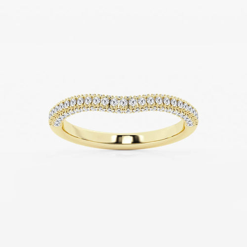 Round Lab Grown Diamond Prong Set Contour Wedding Band