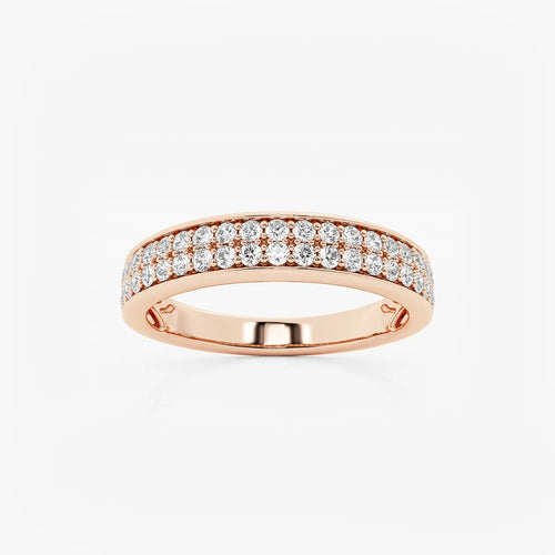 Round Lab Grown Diamond Double Row Wedding Band