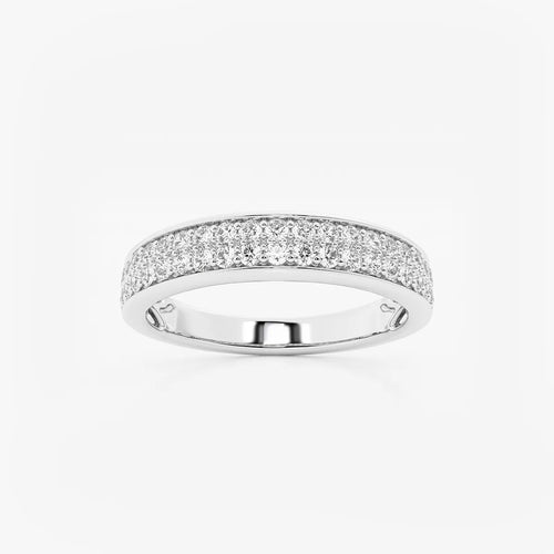 Round Lab Grown Diamond Double Row Wedding Band