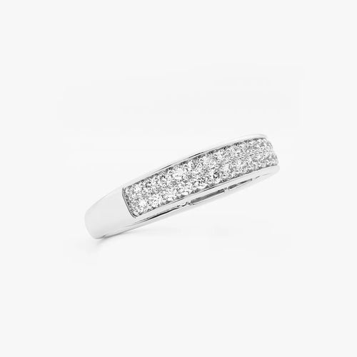 Round Lab Grown Diamond Double Row Wedding Band