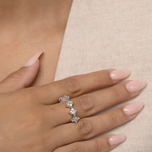 Flower Lab Grown Diamond Five Stone Anniversary Band