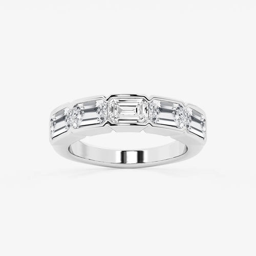 Emerald Lab Grown Diamond Half Bezel East-West Five Stone Anniversary Band
