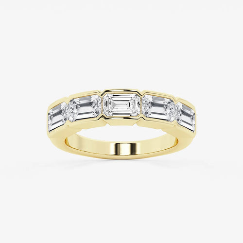 Emerald Lab Grown Diamond Half Bezel East-West Five Stone Anniversary Band