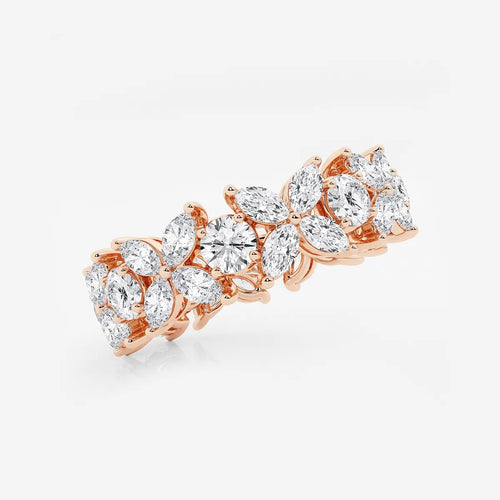 Marquise and Round Lab Grown Diamond Flower Eternity Band