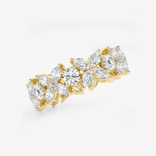 Marquise and Round Lab Grown Diamond Flower Eternity Band