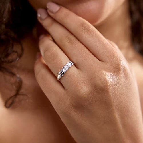 Emerald Lab Grown Diamond Five-Stone Anniversary Band
