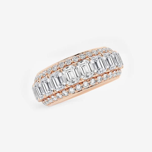 Framed Emerald and Round Lab Grown Diamond Eternity Band