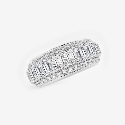 Framed Emerald and Round Lab Grown Diamond Eternity Band
