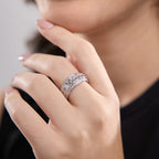 Framed Emerald and Round Lab Grown Diamond Eternity Band