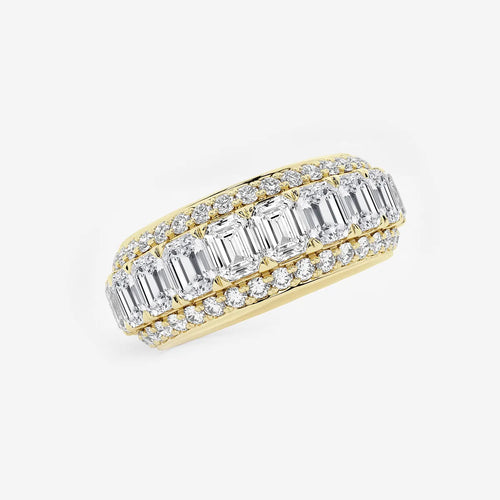 Framed Emerald and Round Lab Grown Diamond Eternity Band