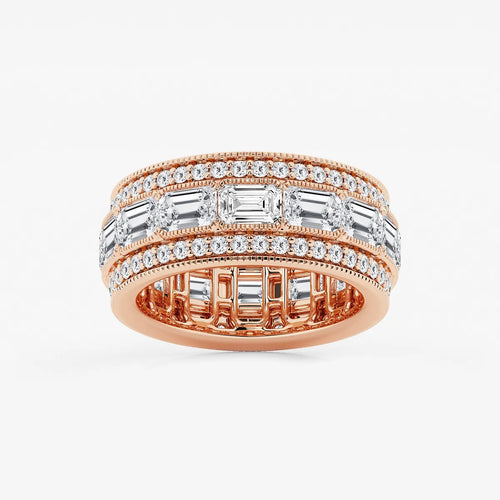 Emerald Lab Grown Diamond Triple Row Eternity Band