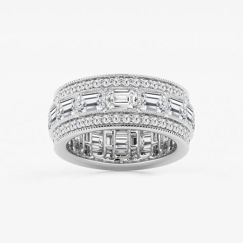 Emerald Lab Grown Diamond Triple Row Eternity Band