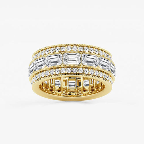 Emerald Lab Grown Diamond Triple Row Eternity Band