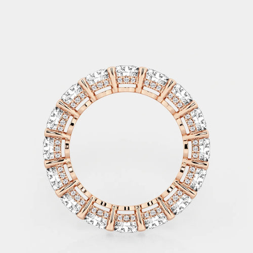 Round Lab Grown Diamond Eternity Band With Side Stone Accents