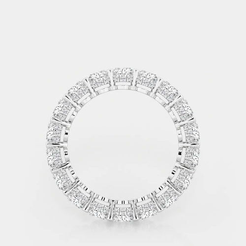 Oval Lab Grown Diamond Eternity Band With Side Stone Accents