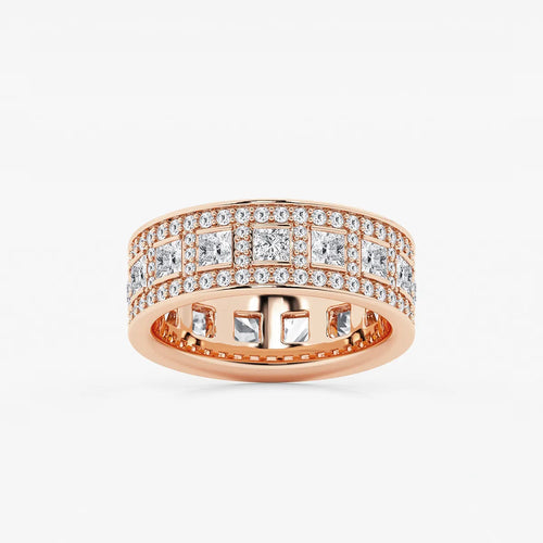 Princess and Round Lab Grown Diamond Wide Eternity Band
