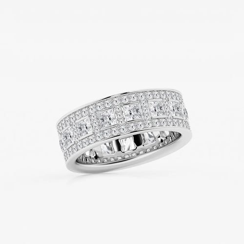 Princess and Round Lab Grown Diamond Wide Eternity Band