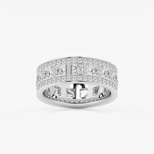 Princess and Round Lab Grown Diamond Wide Eternity Band